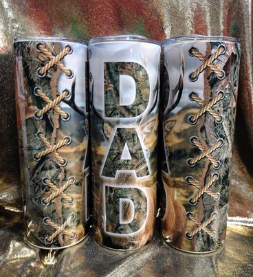 Camo Deer Dad RTS Finished Tumblers/Sublimation Transfers