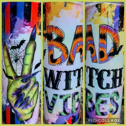 Bad Witch Vibes RTS Finished Tumblers/Sublimation Transfers