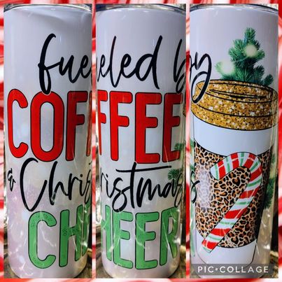 Coffee Christmas Cheer RTS Finished Tumblers/Sublimation Transfers