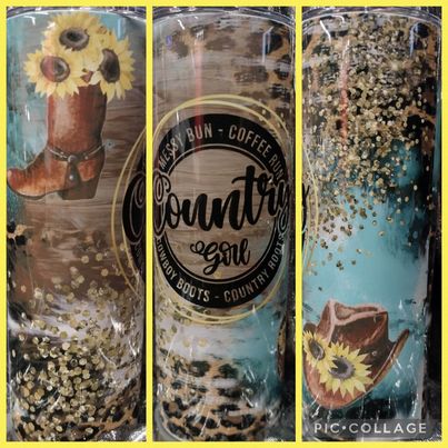 Country Girl Boots RTS Finished Tumblers/Sublimation Transfers