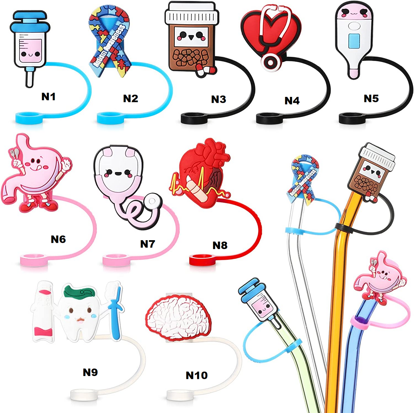 Nurse Straw Toppers