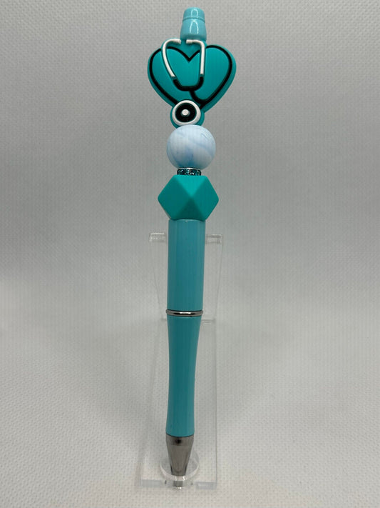 Blue Nurse Heart Custom Pens
