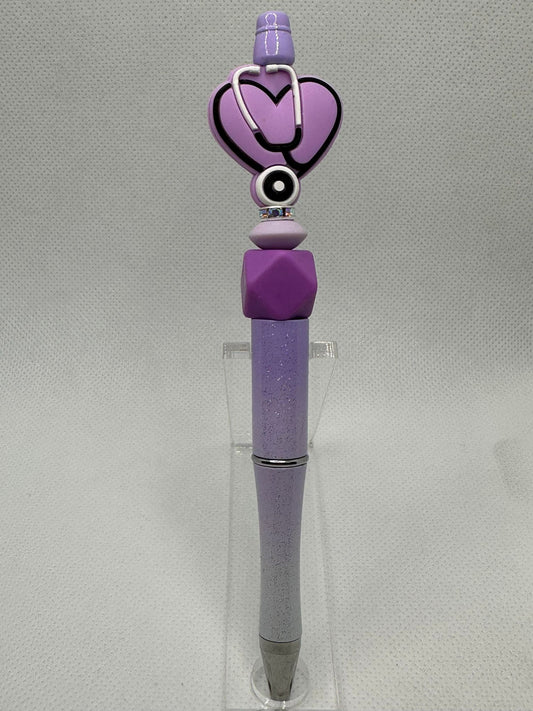Purple Nurse Heart Custom Pens