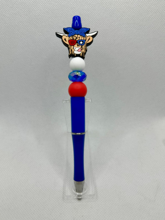 Highland Cow Red White Blue Custom Pens