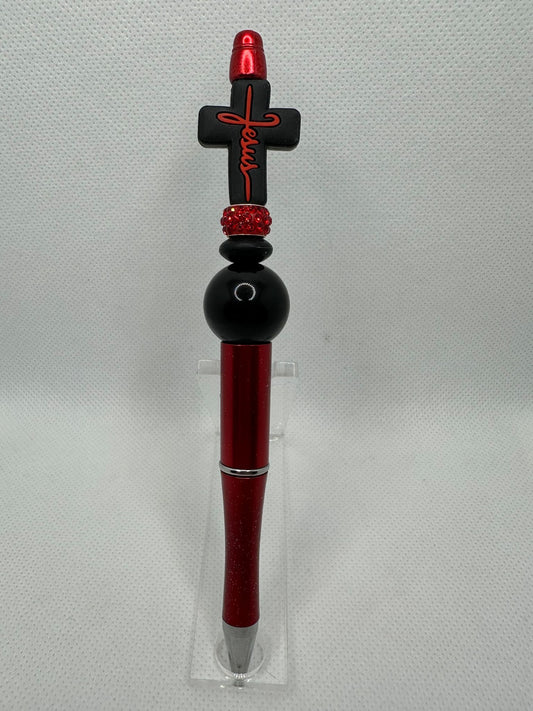 Black and Red Jesus Cross Custom Pens