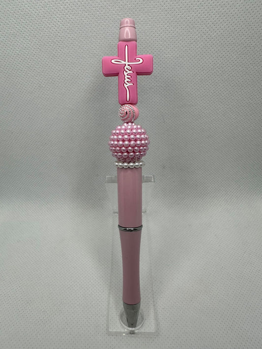 Pink Jesus Cross Custom Pens