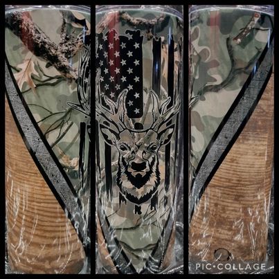 Deer Camo Wood RTS Finished Tumblers/Sublimation Transfers
