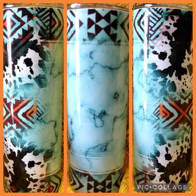 Turquoise Aztec RTS Finished Tumblers/Sublimation Transfers