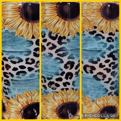 Turquoise Sunflower  RTS Finished Tumblers/Sublimation Transfers