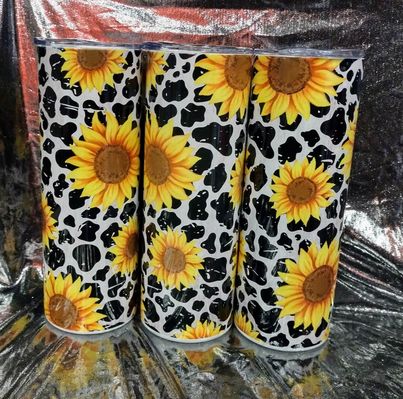 Cowhide Sunflower RTS Finished Tumblers/Sublimation Transfers