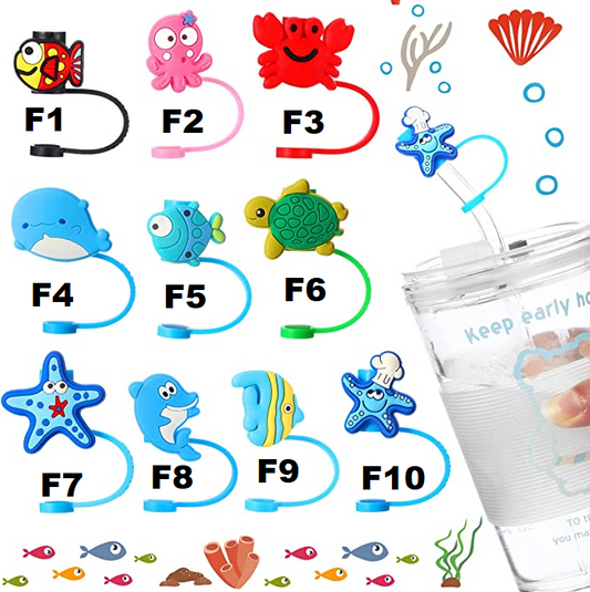 Aquatic Creatures Silicone Straw Toppers